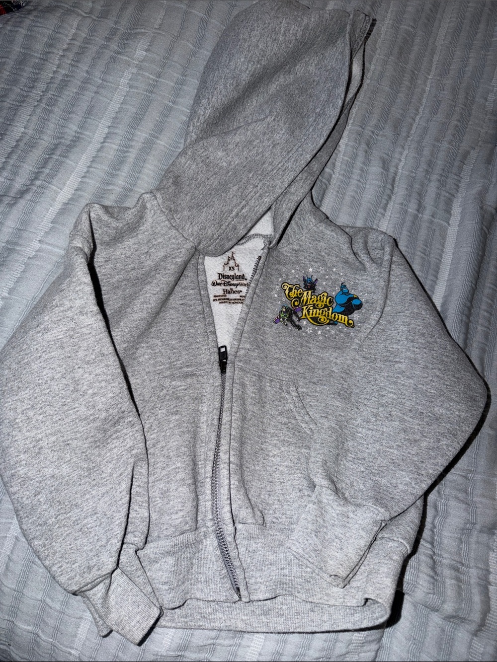Disney parks Kids' Light Gray Hooded Zip-Up Jacket with The Magic Kingdom Patch